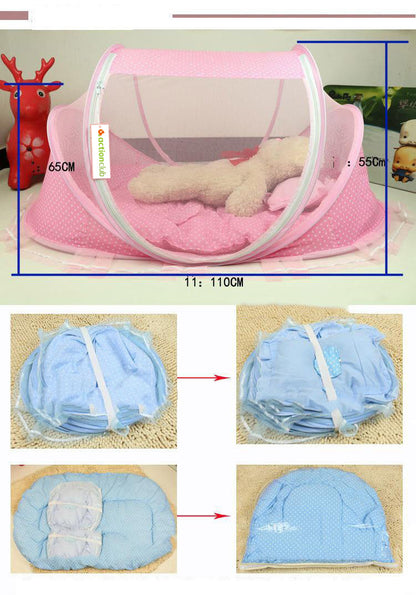 Faltbares Babybettnetz mit Kissen