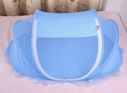 Faltbares Babybettnetz mit Kissen